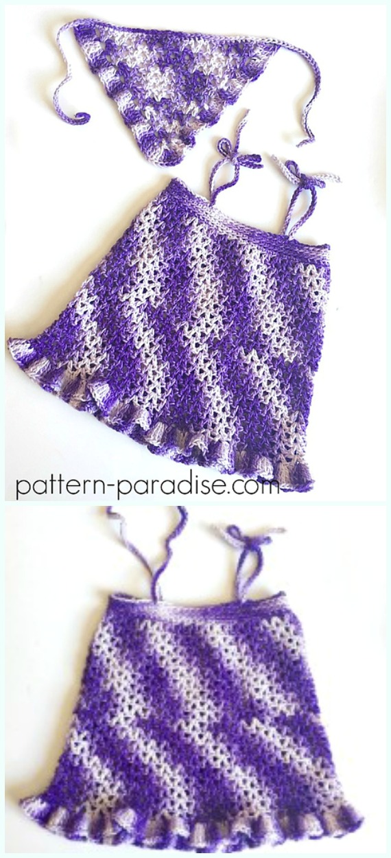 Crochet Summer Cheer Dress and Kerchief Set Free Pattern - Girl #Dress Free #Crochet Patterns