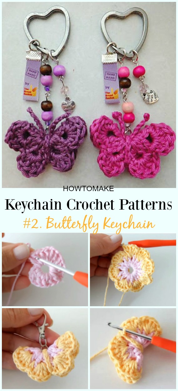 Butterfly Keychain Crochet Free Pattern &Video - #Keychain #Crochet Patterns