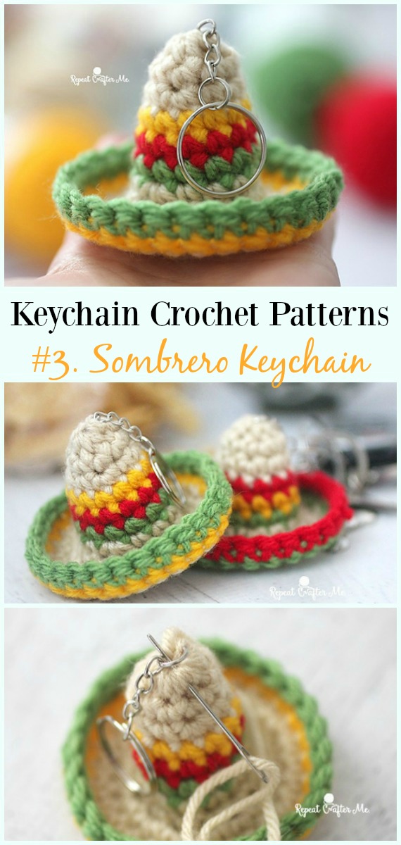 Crochet Sombrero Keychain Free Pattern - #Keychain #Crochet Patterns