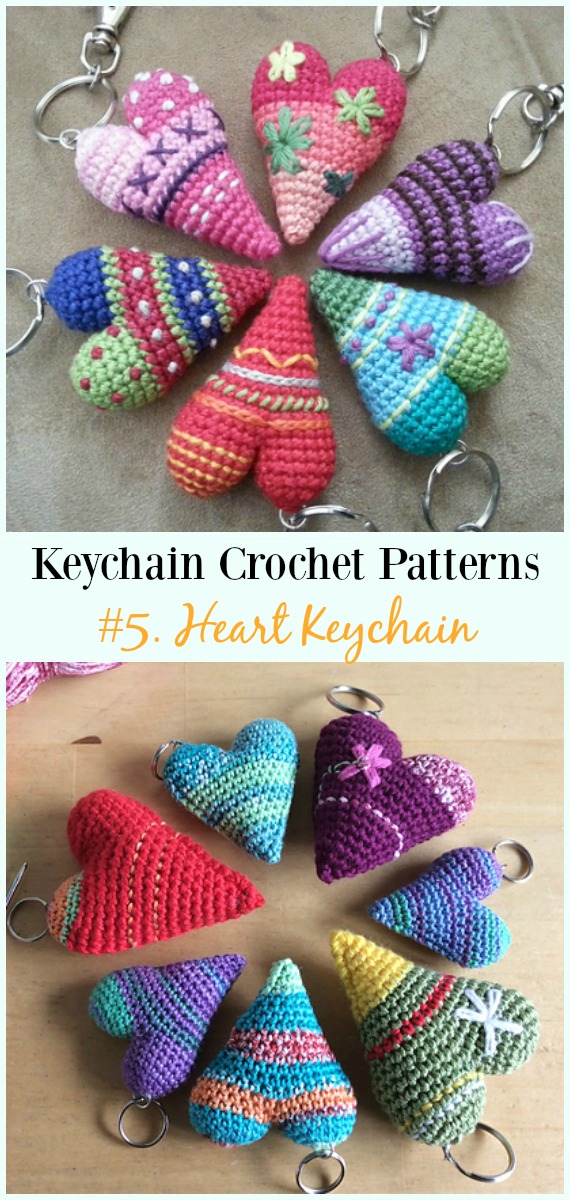Crochet Heart Keychain Free Pattern - #Keychain #Crochet Patterns
