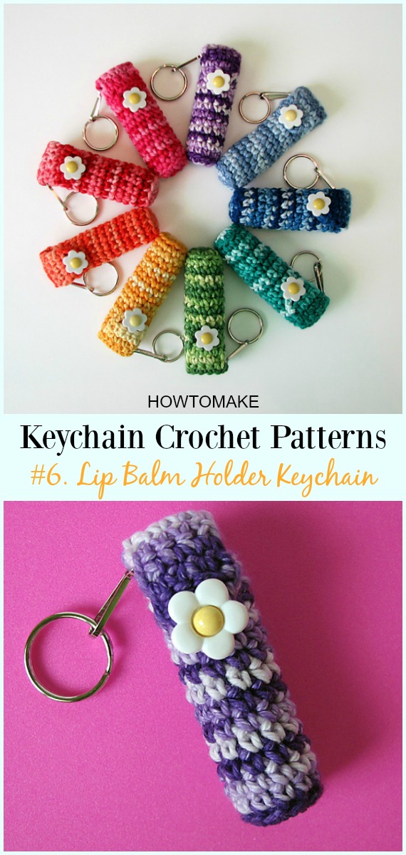 Crochet Lip Balm Holder Keychain Free Pattern - #Keychain #Crochet Patterns