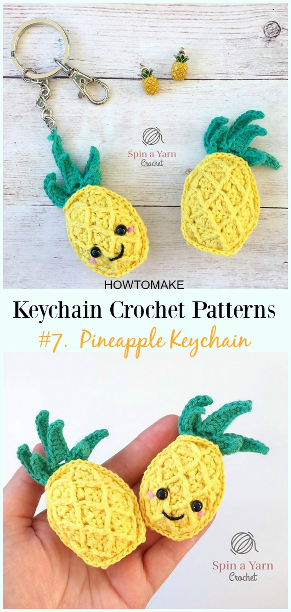 Crochet Pineapple Keychain Free Pattern - #Keychain #Crochet Patterns