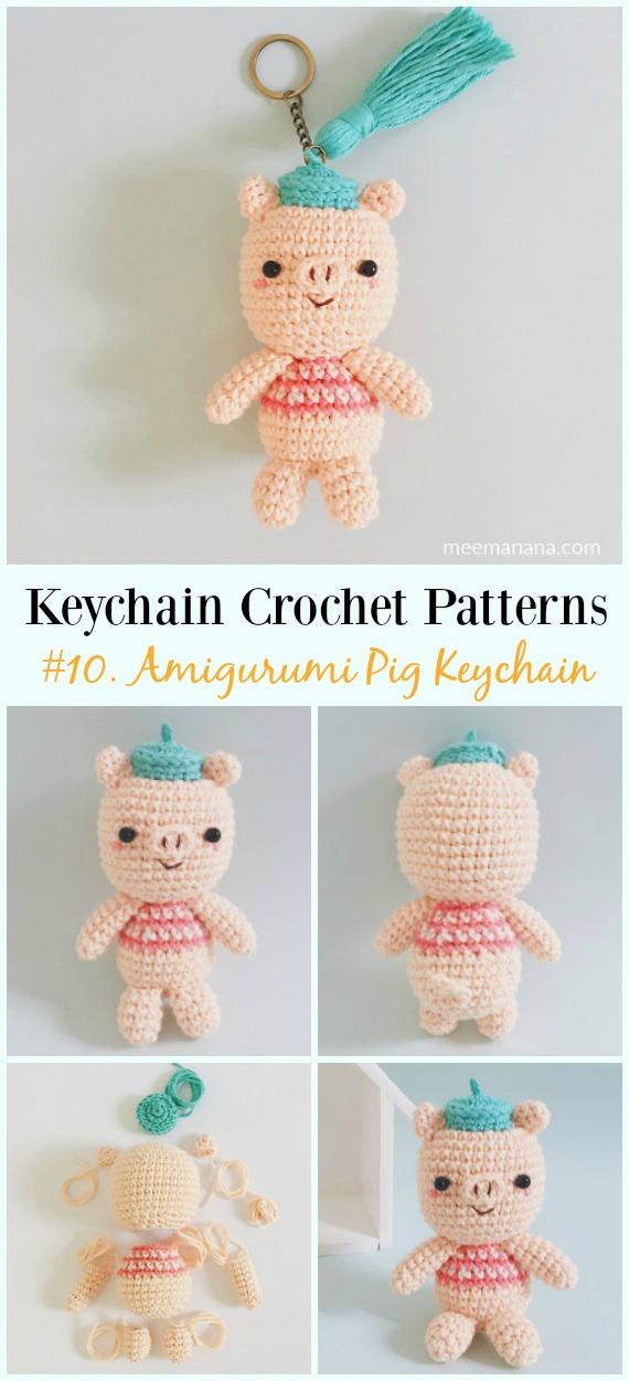 Amigurumi Pink Pig Keychain Free Crochet Pattern - #Keychain #Crochet Patterns
