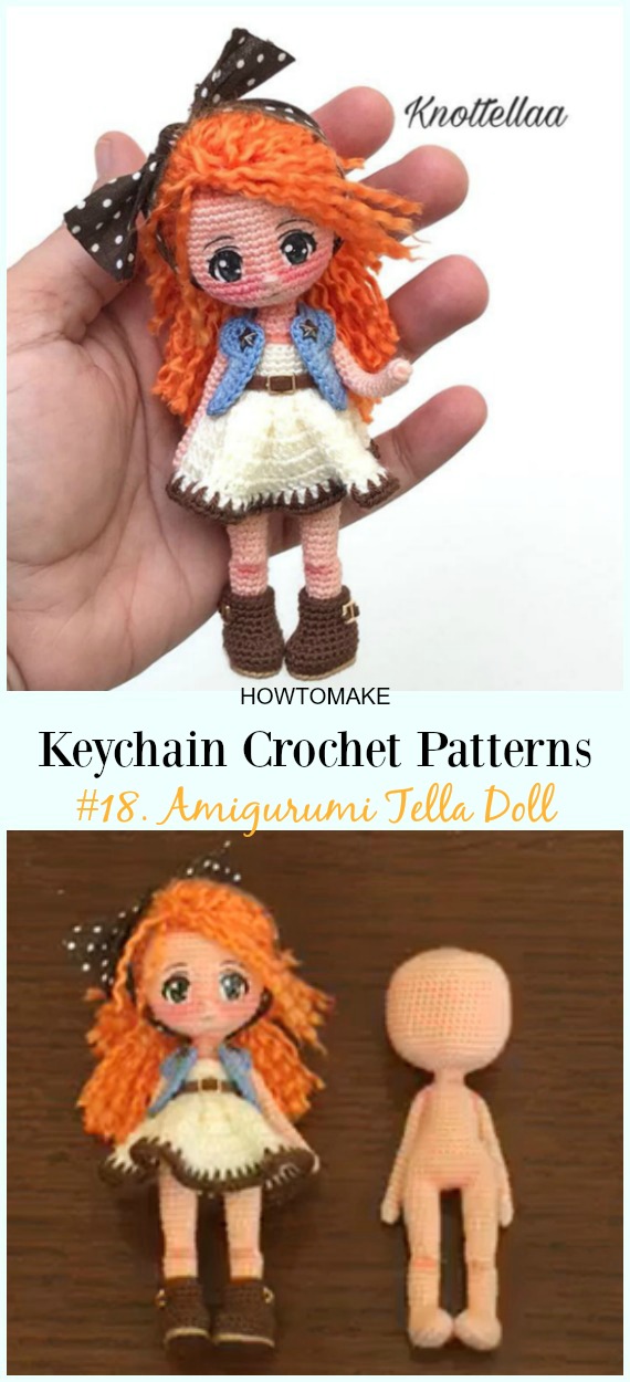 Amigurumi Tella Doll Keychain Crochet Free Pattern - #Keychain #Crochet Patterns