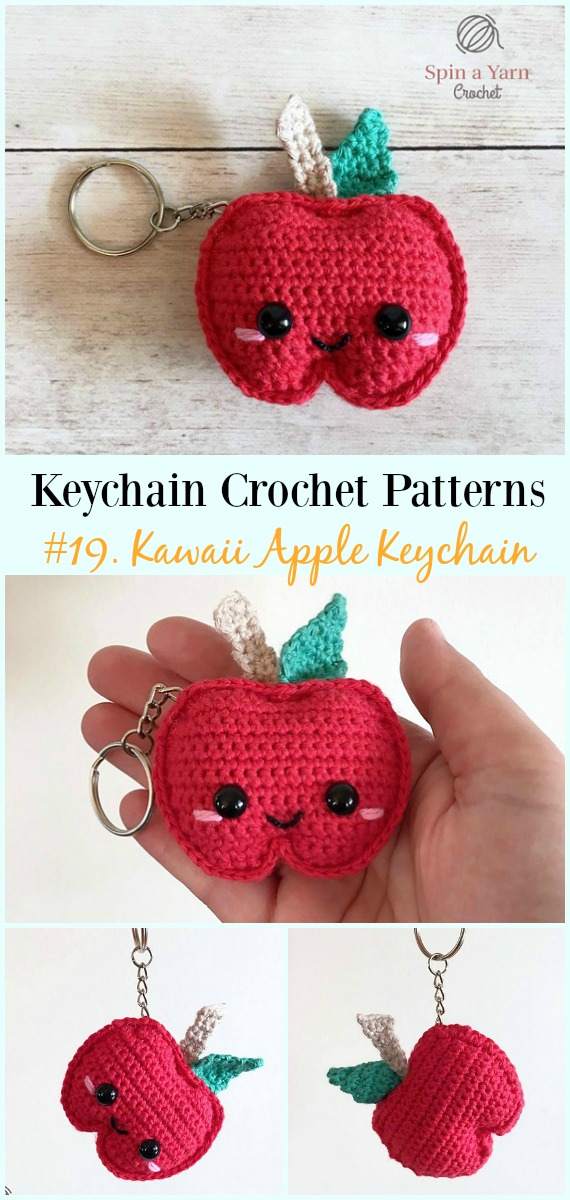 Amigurumi Kawaii Apple Keychain Crochet Free Pattern - #Keychain #Crochet Patterns