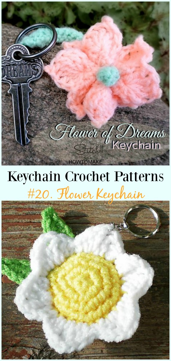 Flower Keychain Crochet Free Patterns - #Keychain #Crochet Patterns