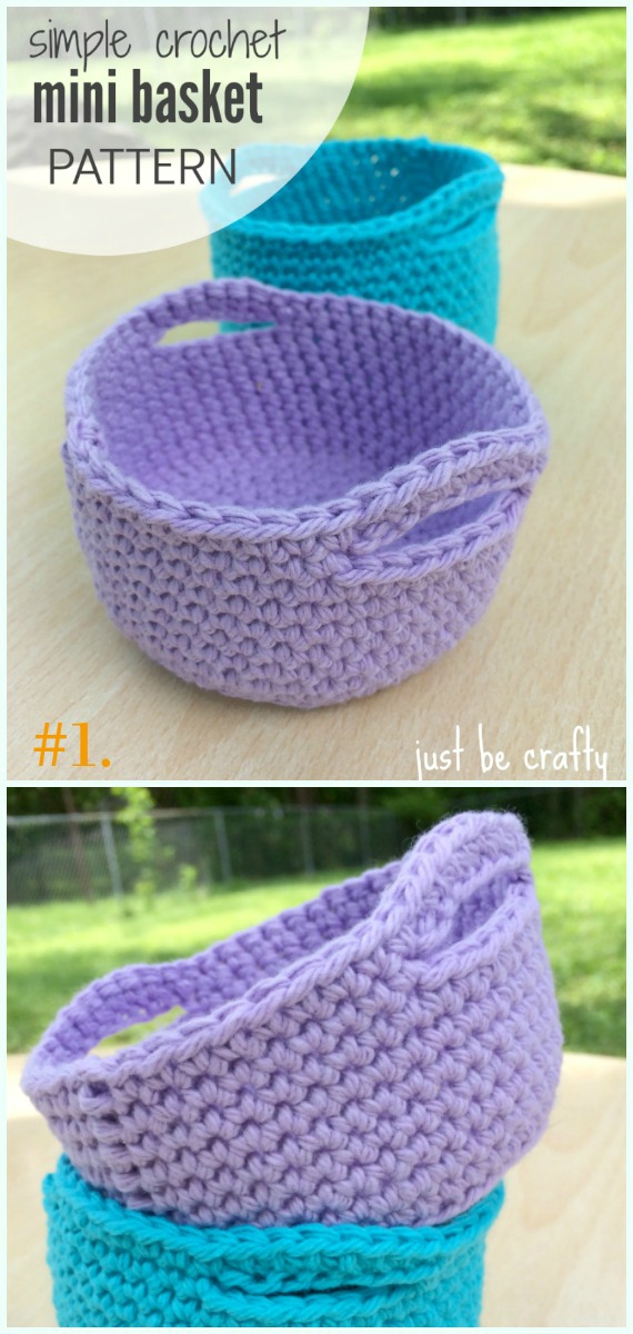 Simple Crochet Mini Basket Free Pattern - Storage #Basket; Free #Crochet; Patterns