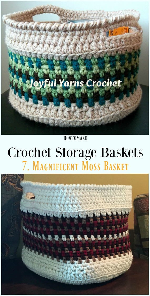 Crochet Magnificent Moss Basket Free Pattern - Storage #Basket; Free #Crochet; Patterns