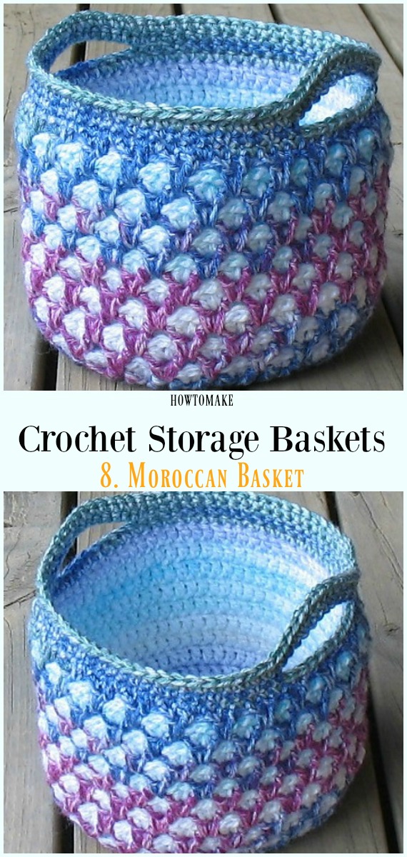 Crochet Moroccan Basket Free Pattern - Storage #Basket; Free #Crochet; Patterns