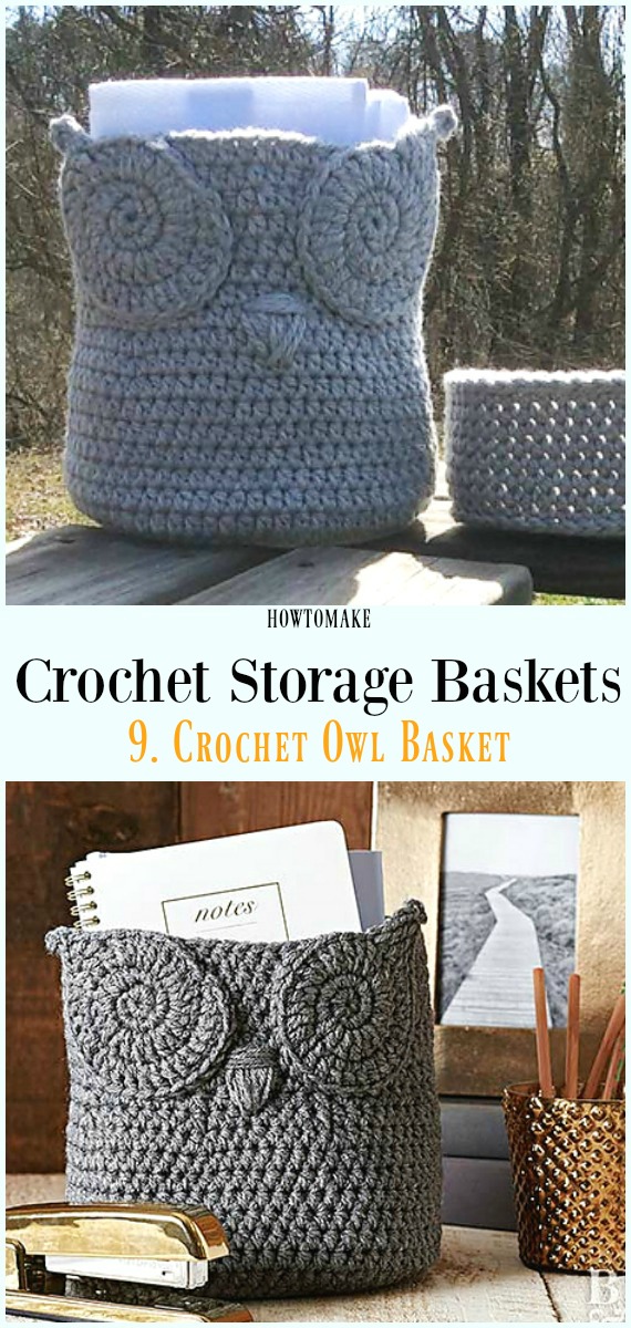 Crochet Owl Basket Free Pattern - Storage #Basket; Free #Crochet; Patterns