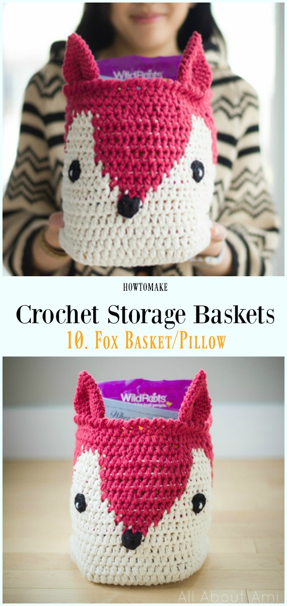 Crochet Fox Basket Free Pattern - Storage #Basket; Free #Crochet; Patterns