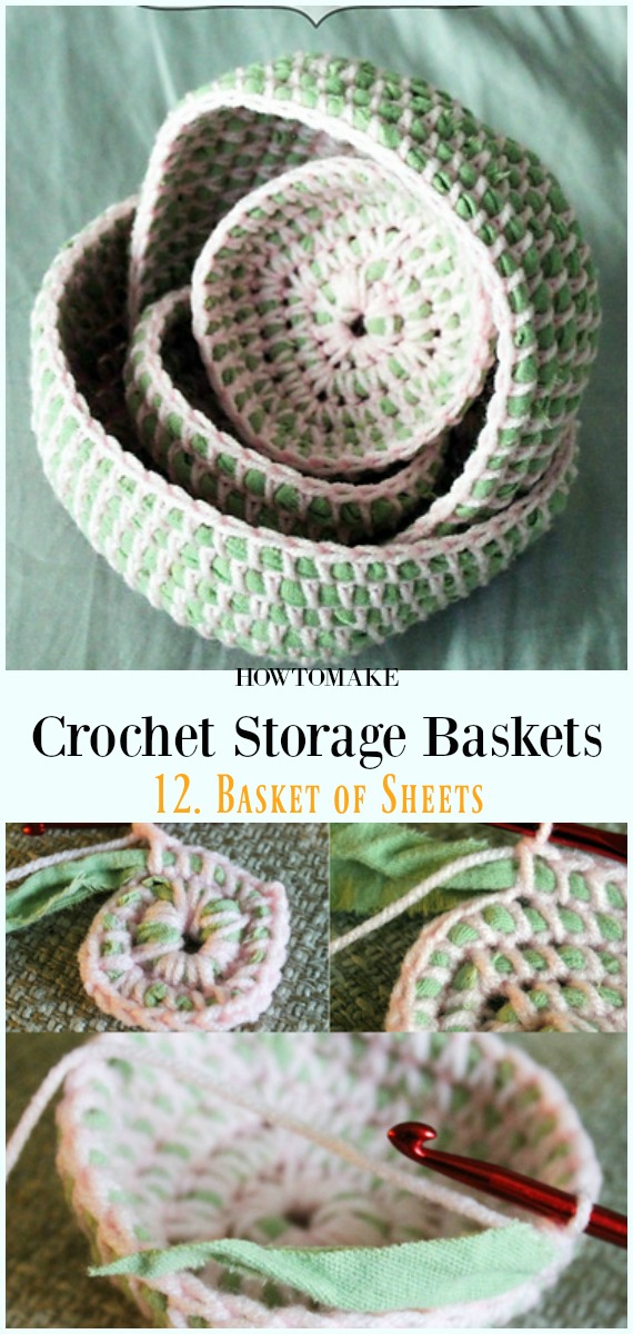 Crochet Basket of Sheets Free Pattern - Storage #Basket; Free #Crochet; Patterns