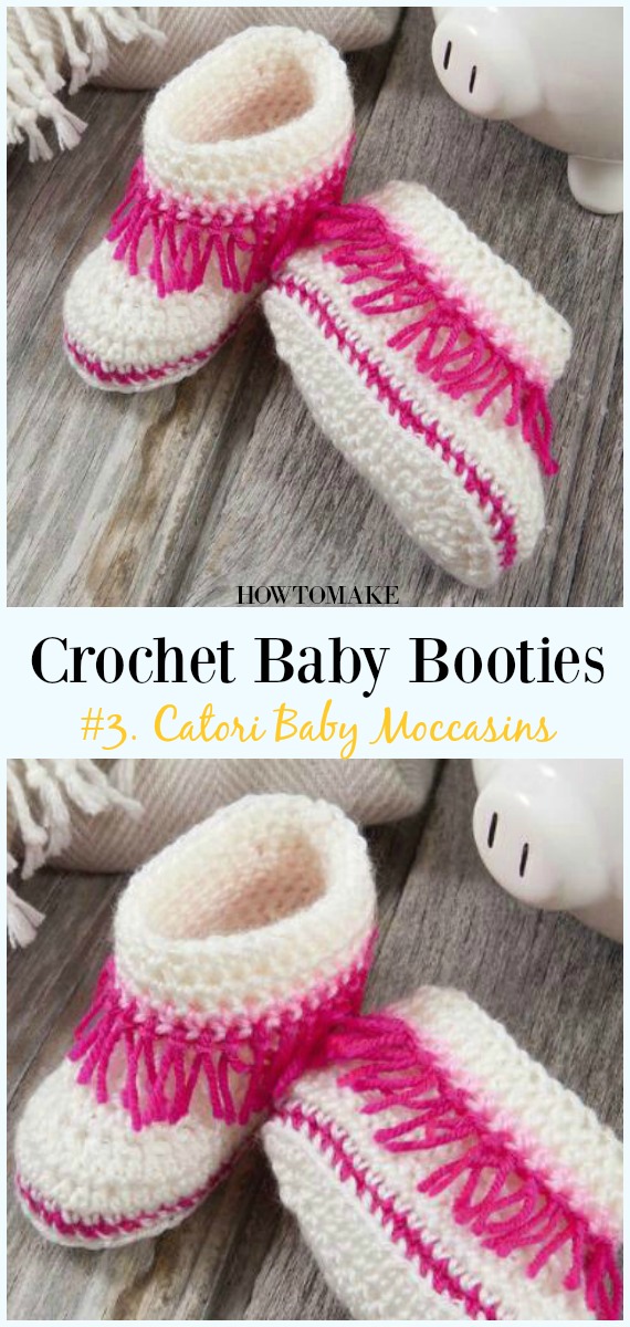 Crochet Catori Baby Moccasins Free Pattern - Baby #Booties; Free #Crochet; Patterns