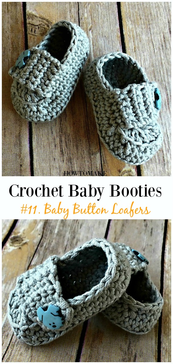 Crochet Baby Button Loafers Free Pattern - Baby #Booties; Free #Crochet; Patterns