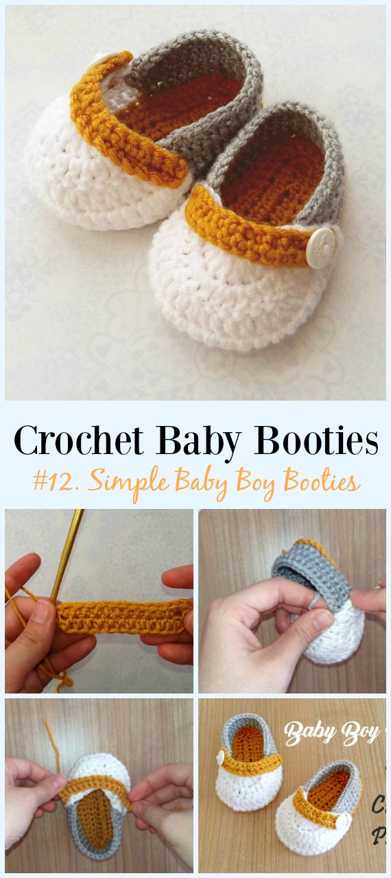 Crochet Simple Baby Boy Booties Free Pattern - Baby #Booties; Free #Crochet; Patterns