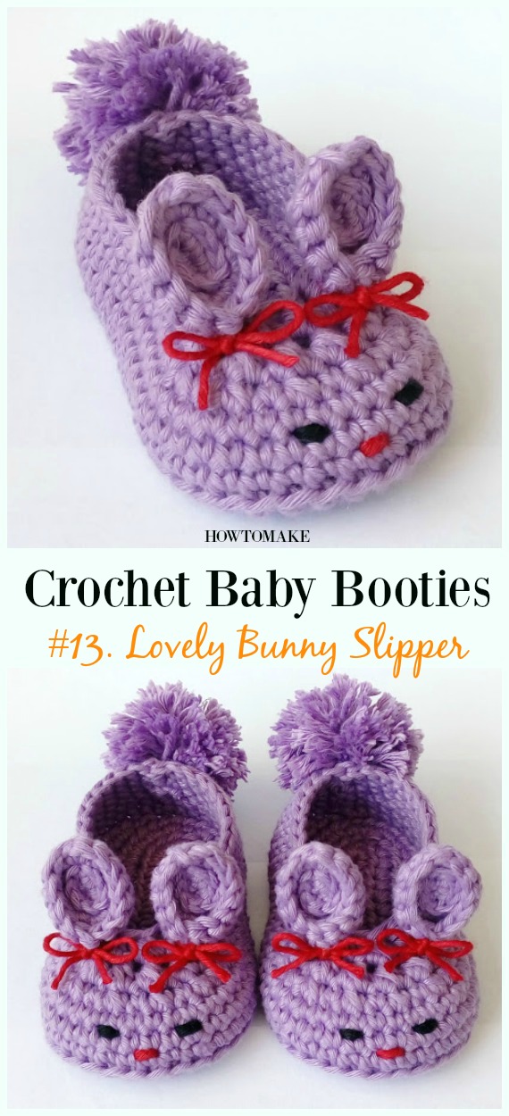 Lovely Bunny Slipper Crochet Free Pattern - Baby #Booties; Free #Crochet; Patterns