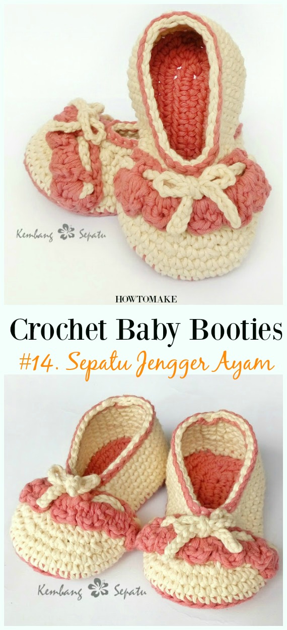 Sepatu Jengger Ayam Bow Tie Slippers Crochet Free Pattern - Baby #Booties; Free #Crochet; Patterns