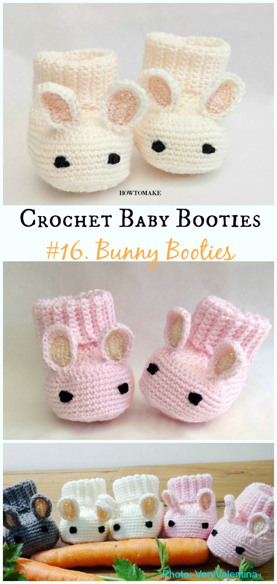 Bunny Booties Crochet Free Pattern - Baby #Booties; Free #Crochet; Patterns