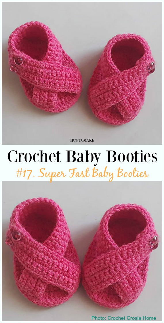 Super Fast Baby Booties Crochet Free Pattern - Baby #Booties; Free #Crochet; Patterns