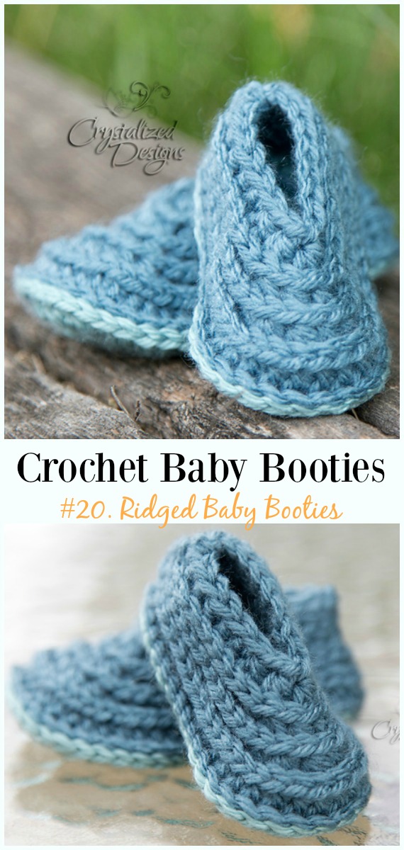 Ridged Baby Booties Crochet Free Pattern - Baby #Booties; Free #Crochet; Patterns