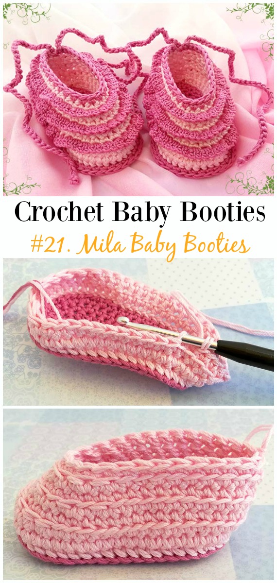 Mila Baby Booties Crochet Free Pattern - Baby #Booties; Free #Crochet; Patterns