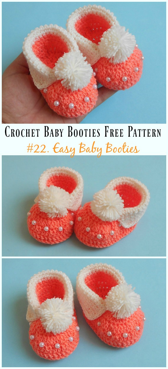 Easy Baby Booties Crochet Free Pattern - Baby #Booties; Free #Crochet; Patterns