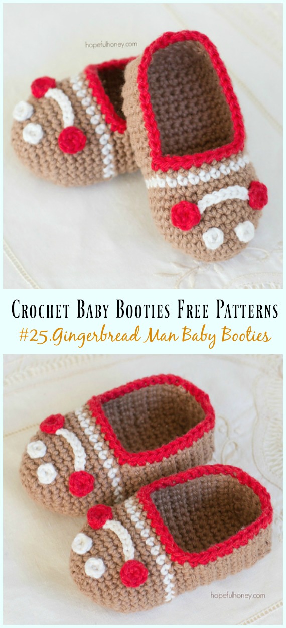 Gingerbread Man Baby Booties Crochet Free Pattern - Baby #Booties; Free #Crochet; Patterns
