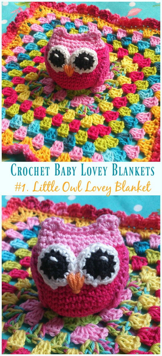 Little Owl Lovey Blanket Crochet Free Pattern - Baby #Lovey; #Blanket; Security Comforter Free #Crochet; Patterns