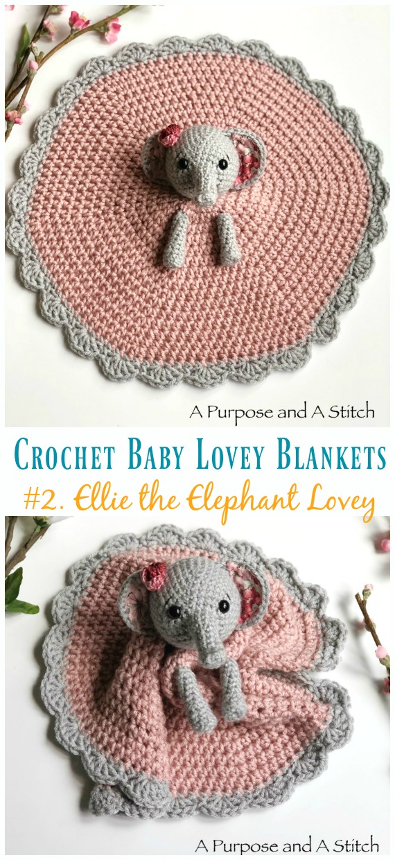 Ellie the Elephant Lovey Crochet Free Pattern - Baby #Lovey; #Blanket; Security Comforter Free #Crochet; Patterns