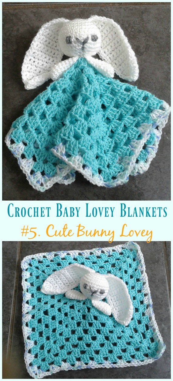 Cute Bunny Lovey Crochet Free Pattern - Baby #Lovey; #Blanket; Security Comforter Free #Crochet; Patterns