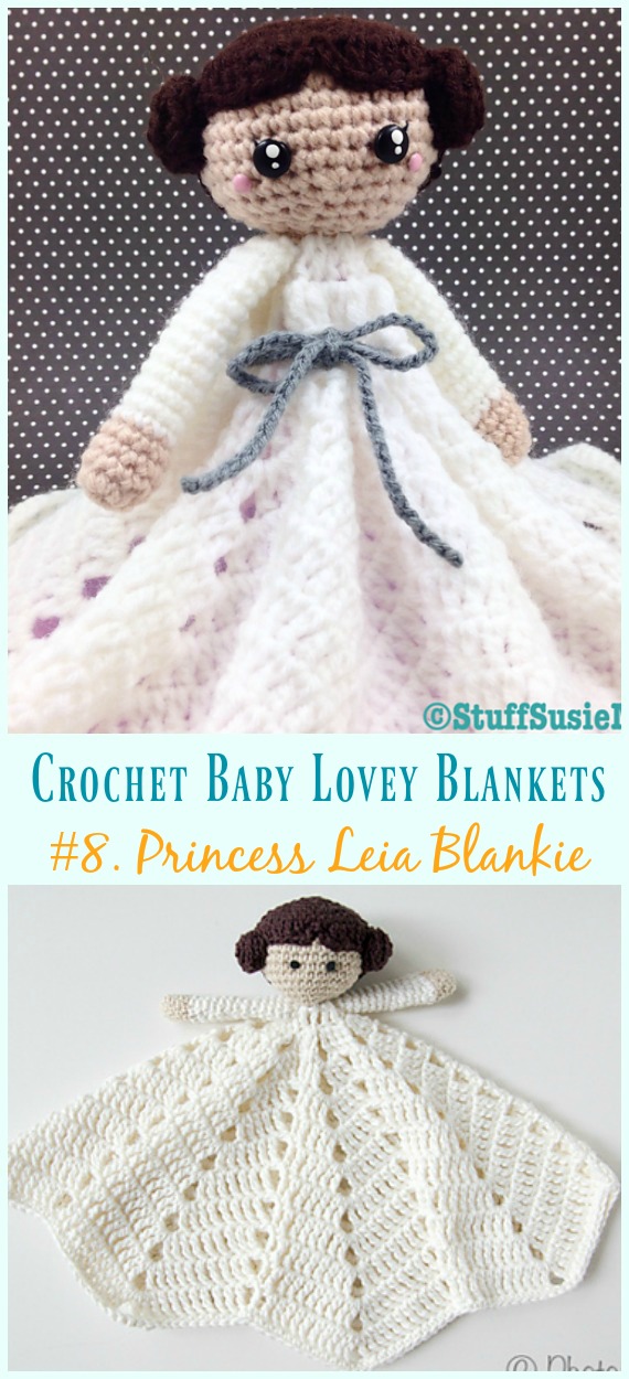 Princess Leia Blankie Crochet Free Pattern - Baby #Lovey; #Blanket; Security Comforter Free #Crochet; Patterns