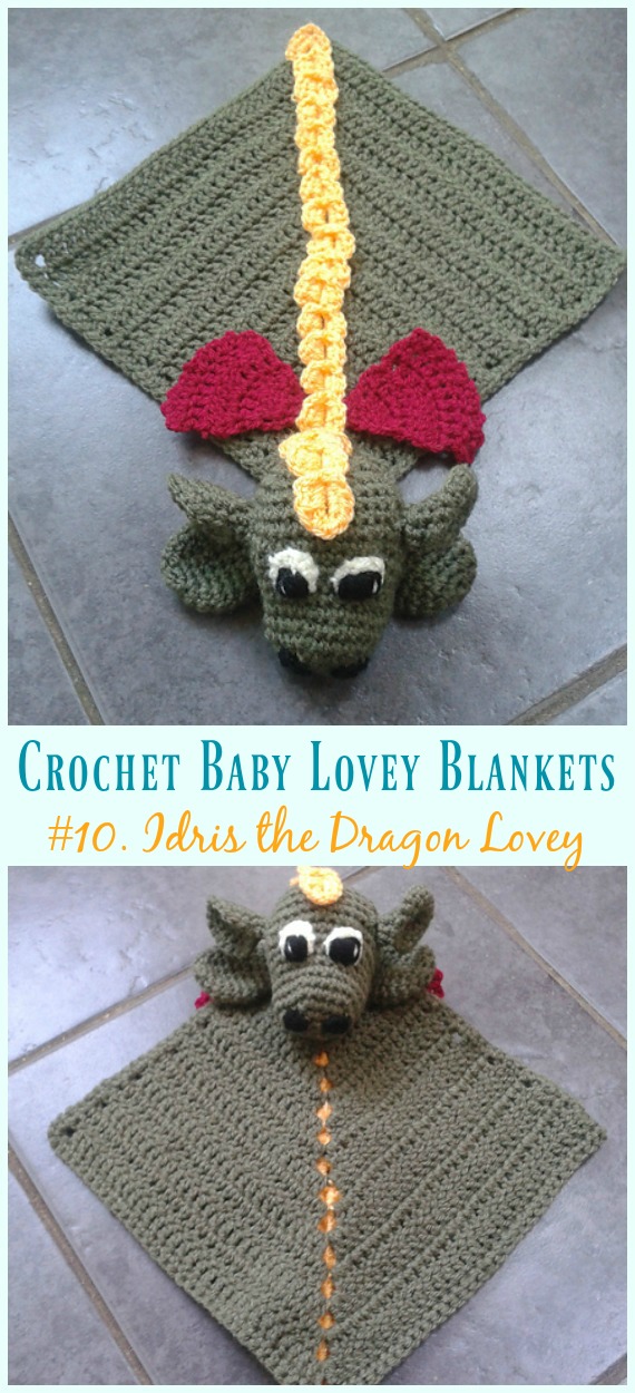 Idris the Dragon Lovey Crochet Free Pattern - Baby #Lovey; #Blanket; Security Comforter Free #Crochet; Patterns