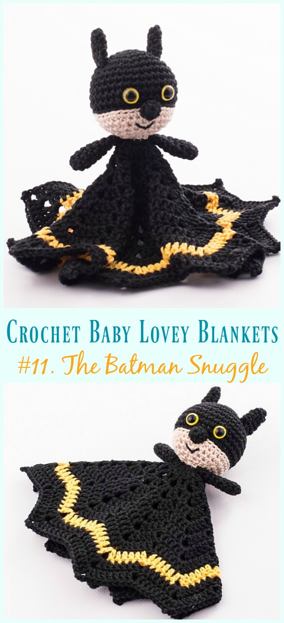The Batman Snuggle Lovey Crochet Free Pattern - Baby #Lovey; #Blanket; Security Comforter Free #Crochet; Patterns