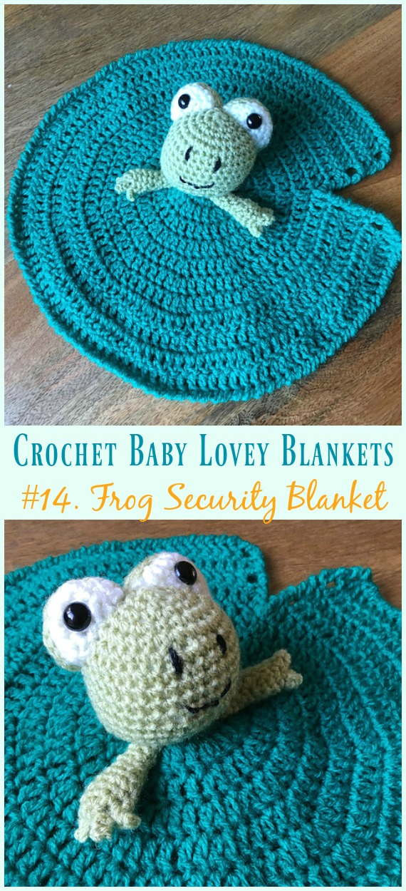 Frog Security Blanket Crochet Free Pattern - Baby #Lovey; #Blanket; Security Comforter Free #Crochet; Patterns