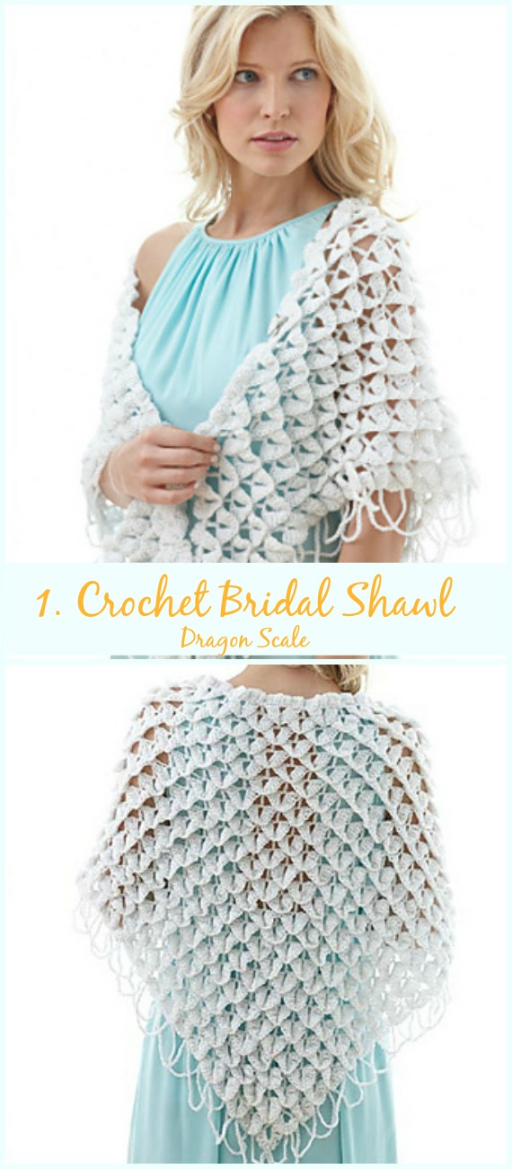 Dragon Scale Bridal Shawl Free Crochet Pattern-Crochet Bridal Shawl Free Patterns