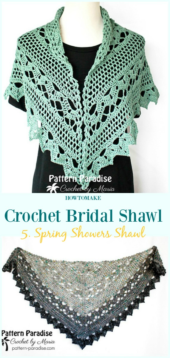 Spring Showers Shawl Free Crochet Pattern-#Crochet; Bridal #Shawl; Free Patterns