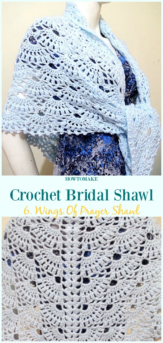 Wings Of Prayer Shawl Free Crochet Pattern-#Crochet; Bridal #Shawl; Free Patterns