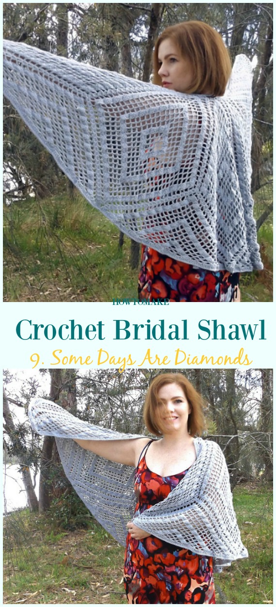 Some Days Are Diamonds Free Crochet Pattern-#Crochet; Bridal #Shawl; Free Patterns