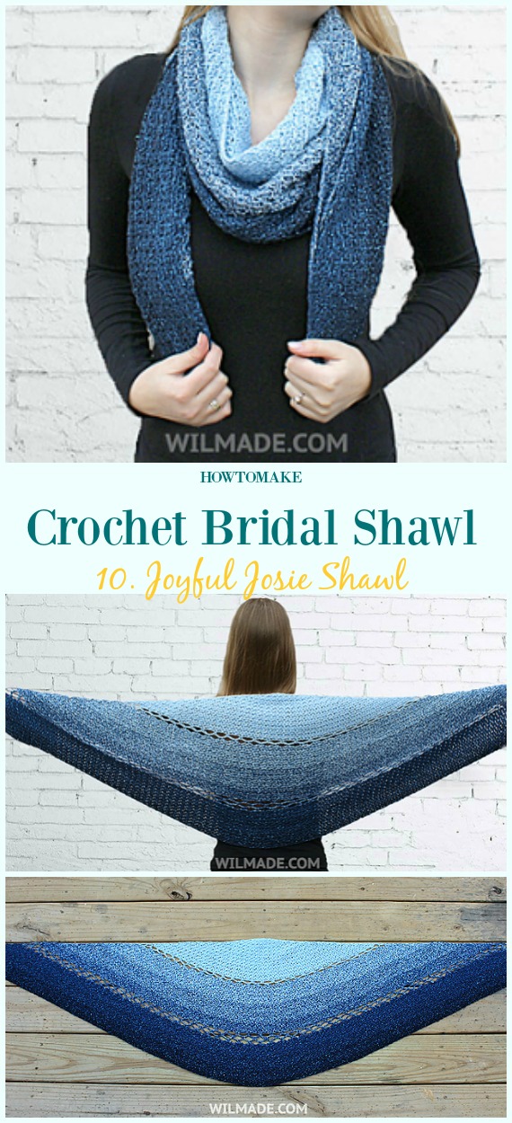 Joyful Josie Shawl Free Crochet Pattern-#Crochet; Bridal #Shawl; Free Patterns