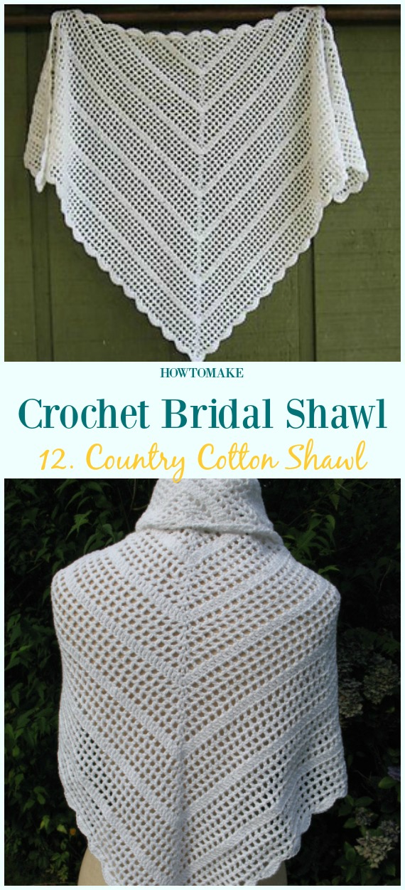 Country Cotton Shawl Free Crochet Pattern-#Crochet; Bridal #Shawl; Free Patterns