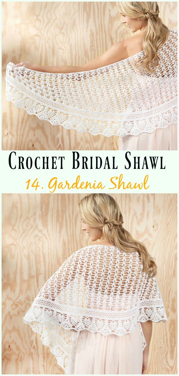 Gardenia Shawl Free Crochet Pattern&Video-#Crochet; Bridal #Shawl; Free Patterns