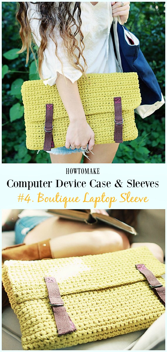 Boutique Laptop Sleeve Case Free Crochet Pattern - #Crochet Computer #Device Case Cozy Sleeves Free Patterns