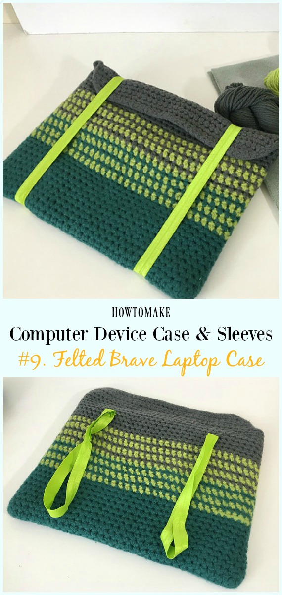 Felted Brave Laptop Case Free Crochet Pattern - #Crochet Computer #Device Case Cozy Sleeves Free Patterns