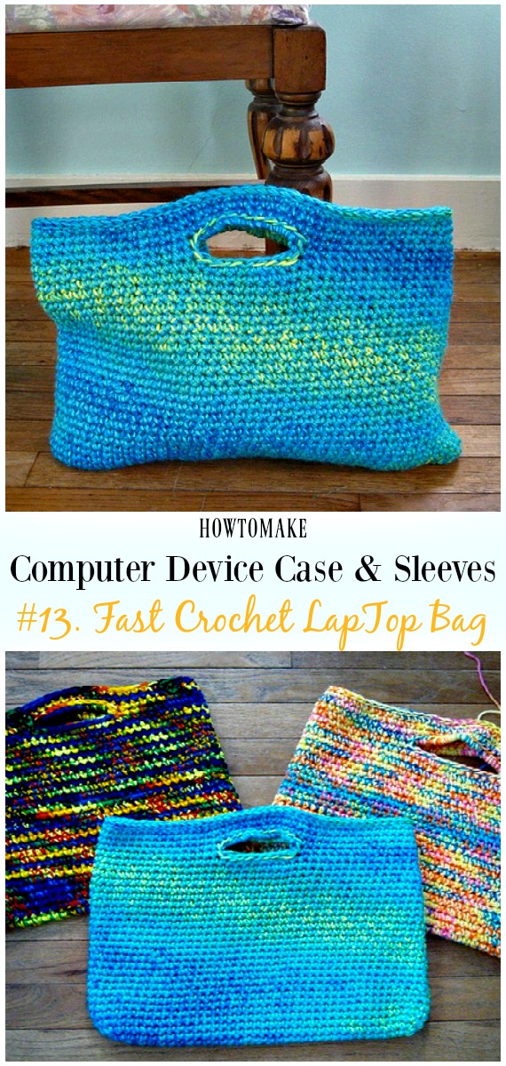 Fast Crochet LapTop Bag Free Crochet Pattern - #Crochet Computer #Device Case Cozy Sleeves Free Patterns