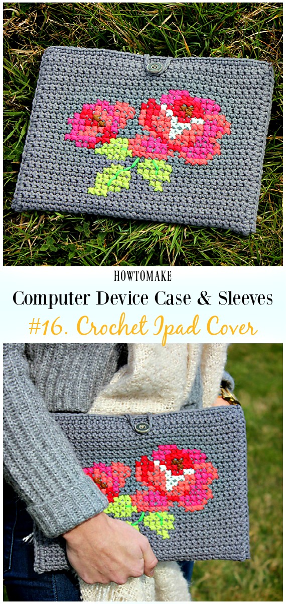 Crochet Ipad Cover Free Crochet Pattern - #Crochet Computer #Device Case Cozy Sleeves Free Patterns