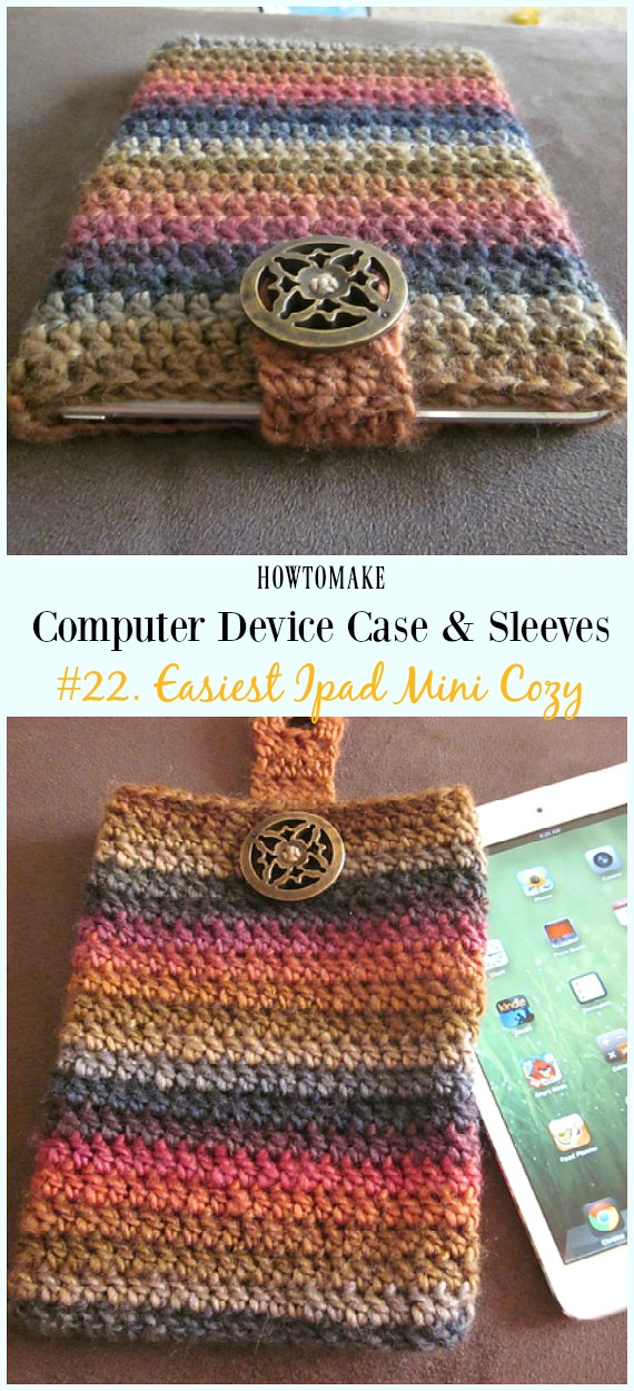 Easiest Ipad Mini Cozy Free Crochet Pattern - #Crochet Computer #Device Case Cozy Sleeves Free Patterns