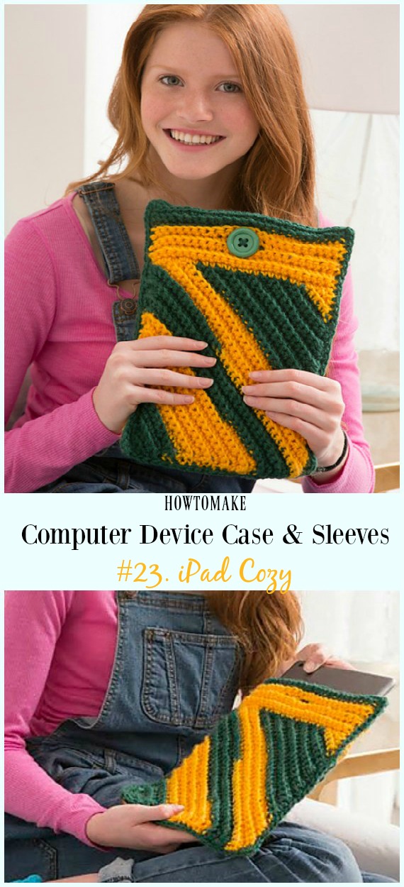 iPad Cozy Free Crochet Pattern - #Crochet Computer #Device Case Cozy Sleeves Free Patterns