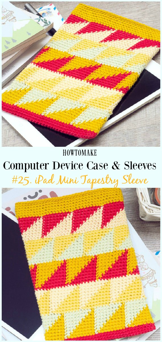 iPad Mini Tapestry Crochet Sleeve Free Pattern - #Crochet Computer #Device Case Cozy Sleeves Free Patterns
