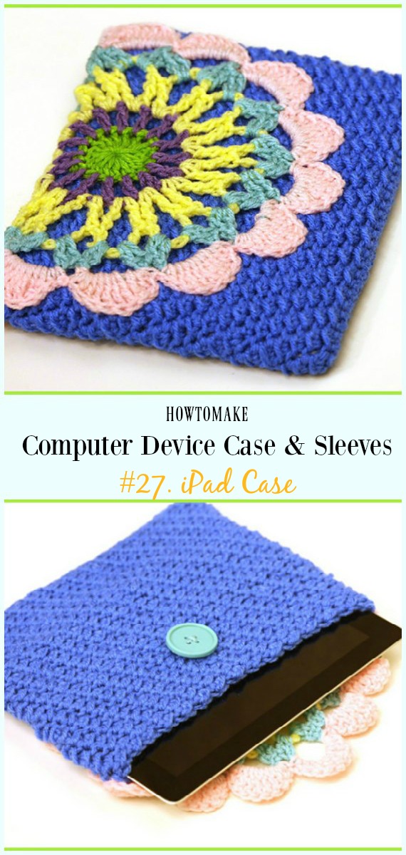 iPad Case Free Crochet Pattern - #Crochet Computer #Device Case Cozy Sleeves Free Patterns