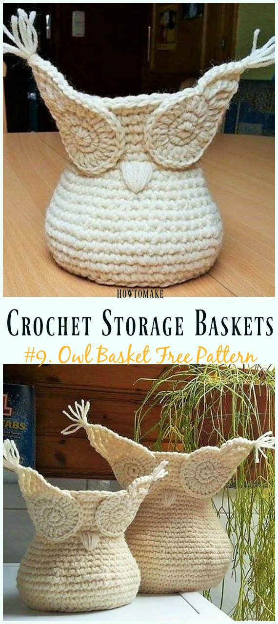 Crochet Owl Basket Free Pattern - Storage #Basket; Free #Crochet; Patterns